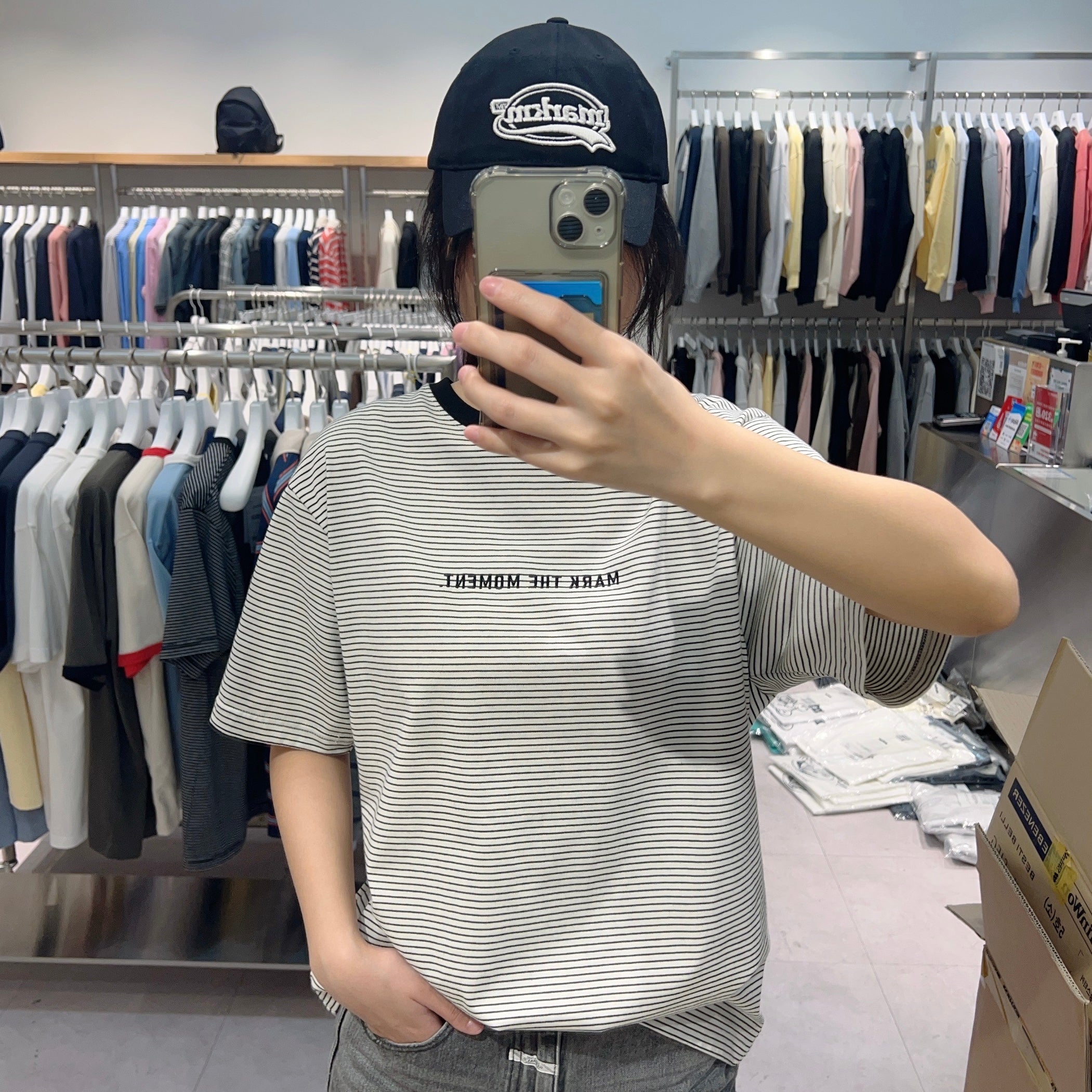 韓國 Markm MONO STRIPE T-SHIRT【MA136】