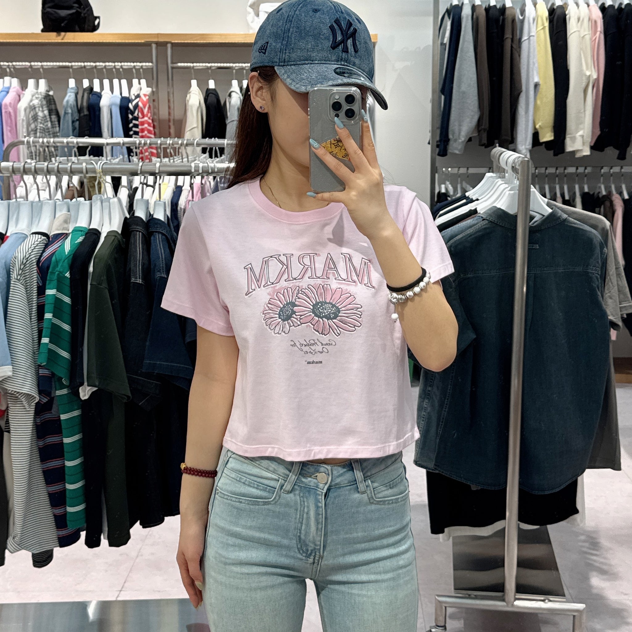 韓國 Markm (W) FLOWER GRAPHIC CROP T-SHIRT【MA142】