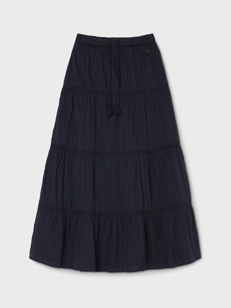 韓國 WhoAU Dobby Long Tiered Skirt【WA285】