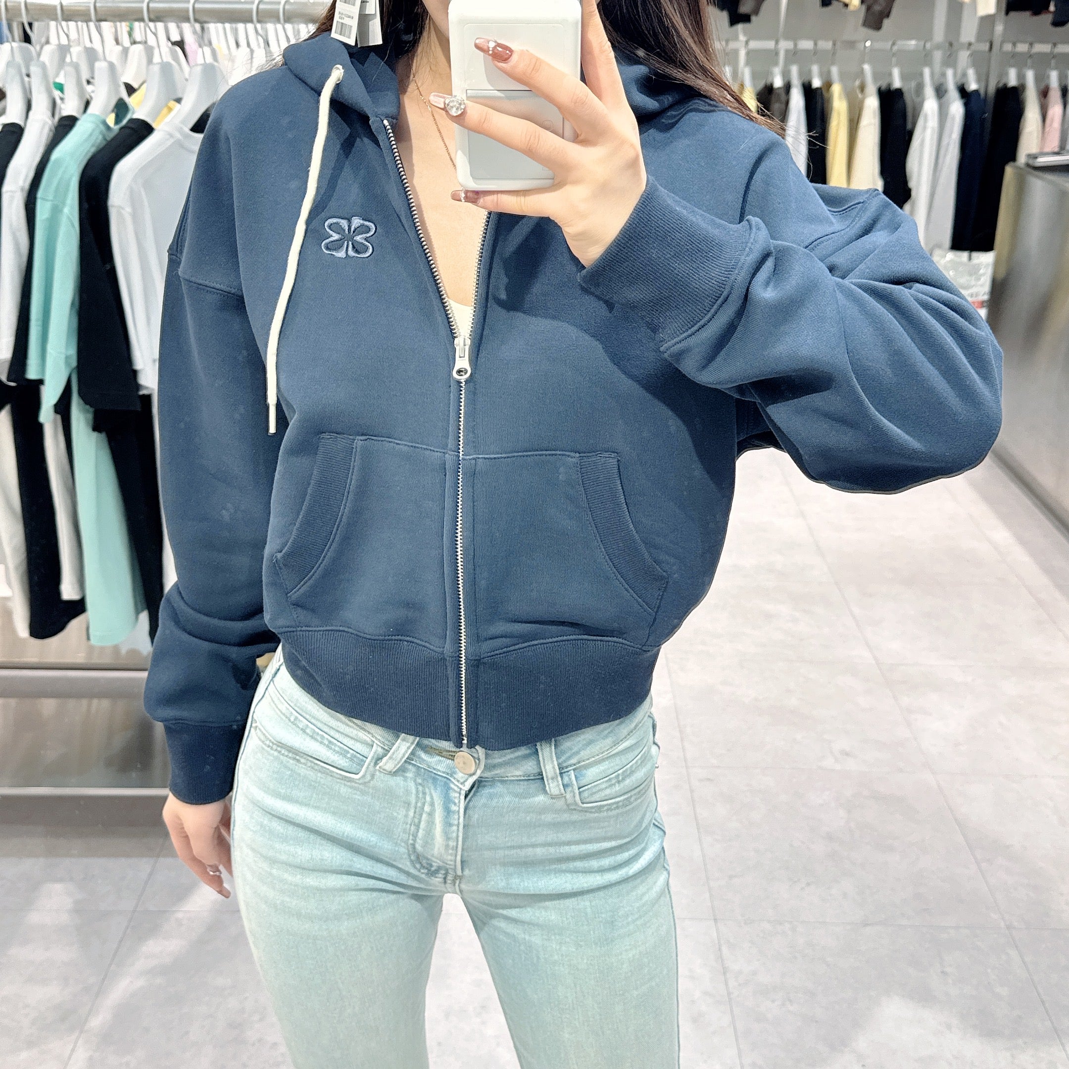韓國 Markm (W) SYMBOL LOGO CROP HOODIE ZIP-UP【MA071】