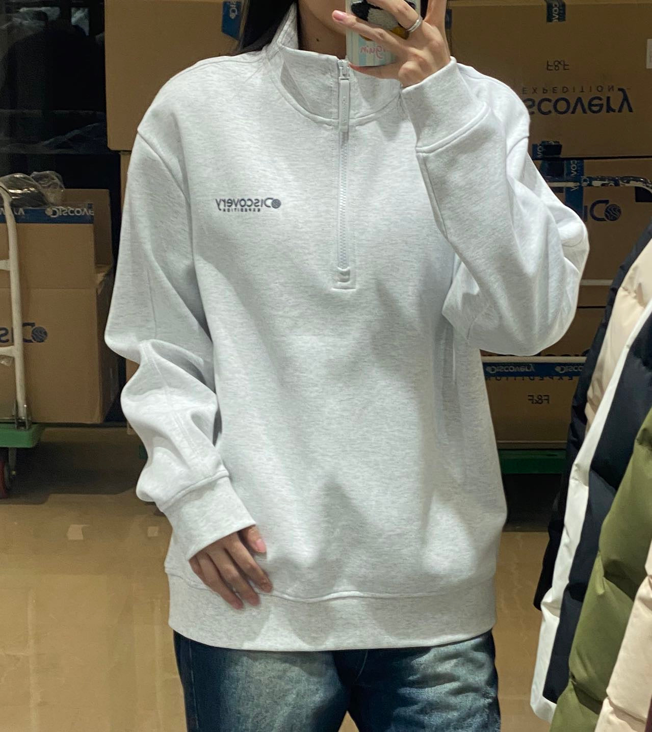 韓國 Discovery Knit Essential Half Zip-Up Training Sweatshirt【DY062】