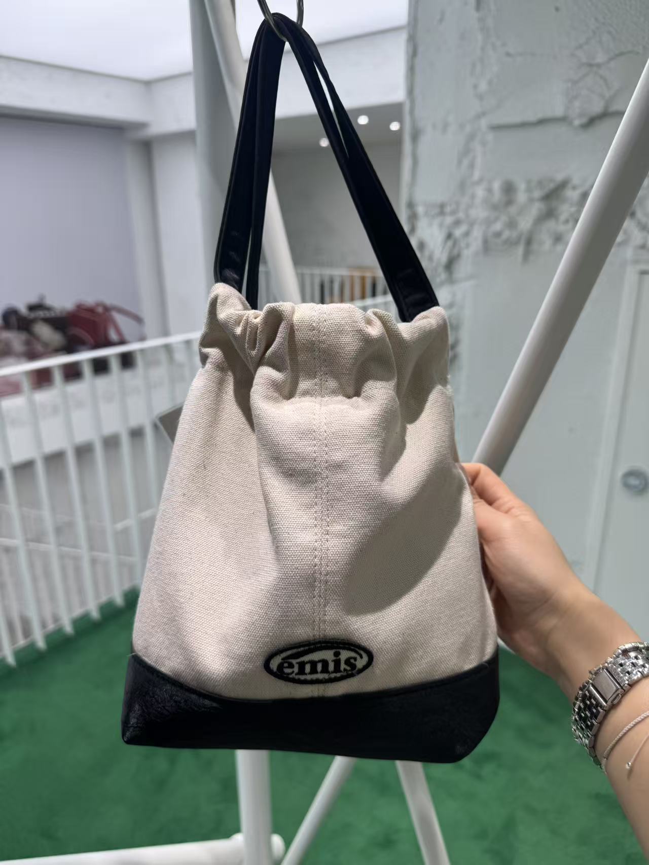 韓國 EMIS Canvas Tote Bucket Bag【ES084】