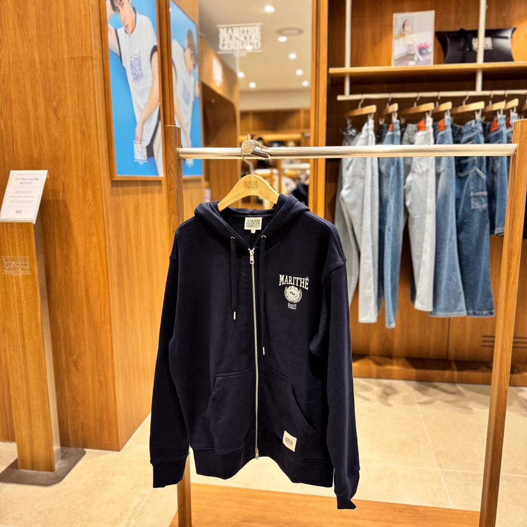 韓國 Marithe Francois Girbaud Big College Logo Graphic Hoodie Zipup【MF731】