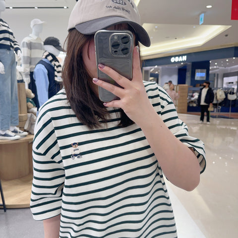 韓國 SPAO Striped Short Sleeve T-shirt【SP065】 - Image