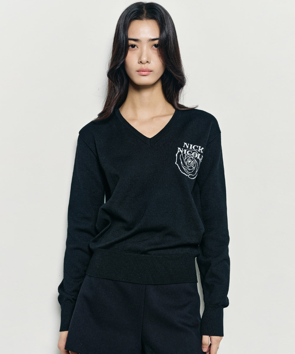 韓國 Nick Nicole Mini Rose Jacquard Knit【NK022】