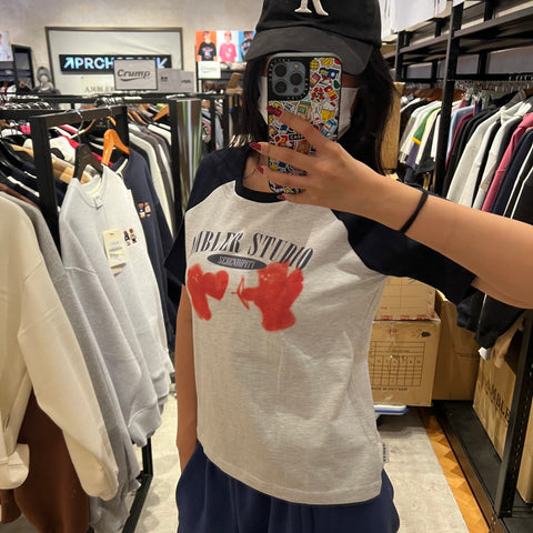 韓國 Ambler Cupid Bear Crop Short Sleeve T-Shirt【AR006】 - STT Mall HK 靚太網購