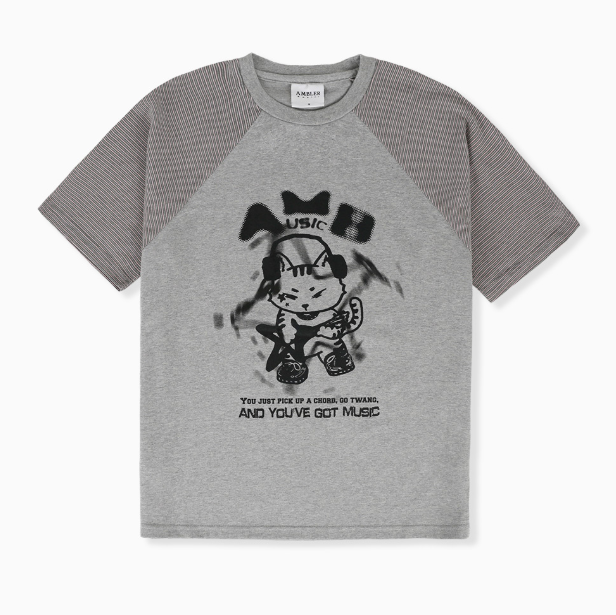 韓國 Ambler I Am A Cool Cat Raglan Graphic Short Sleeve T-shirt【AR109】