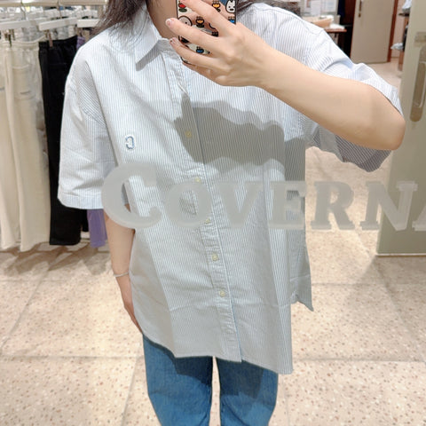 韓國 Covernat C Logo Oxford stripes Shirt【CO178】
