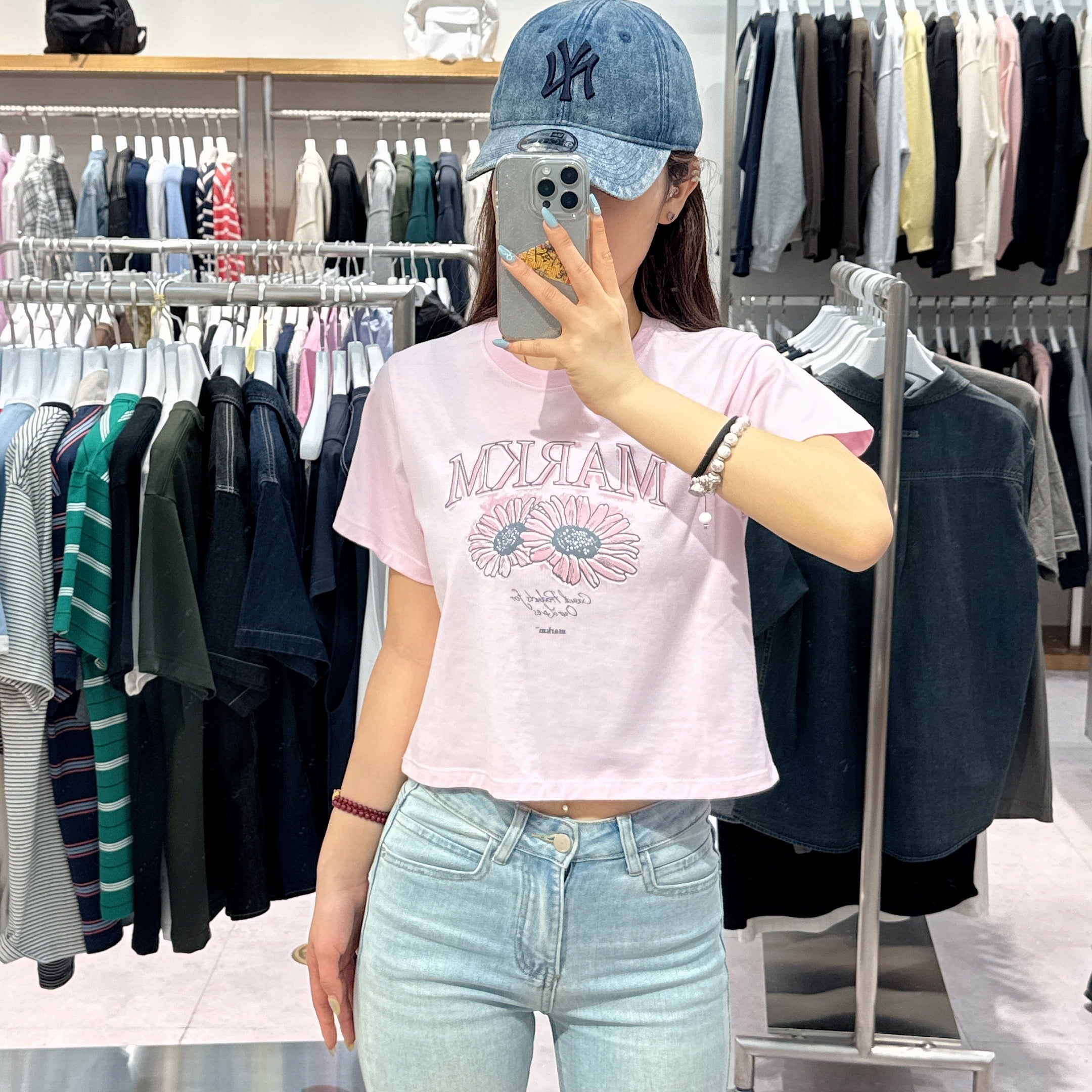 韓國 Markm (W) FLOWER GRAPHIC CROP T-SHIRT【MA142】