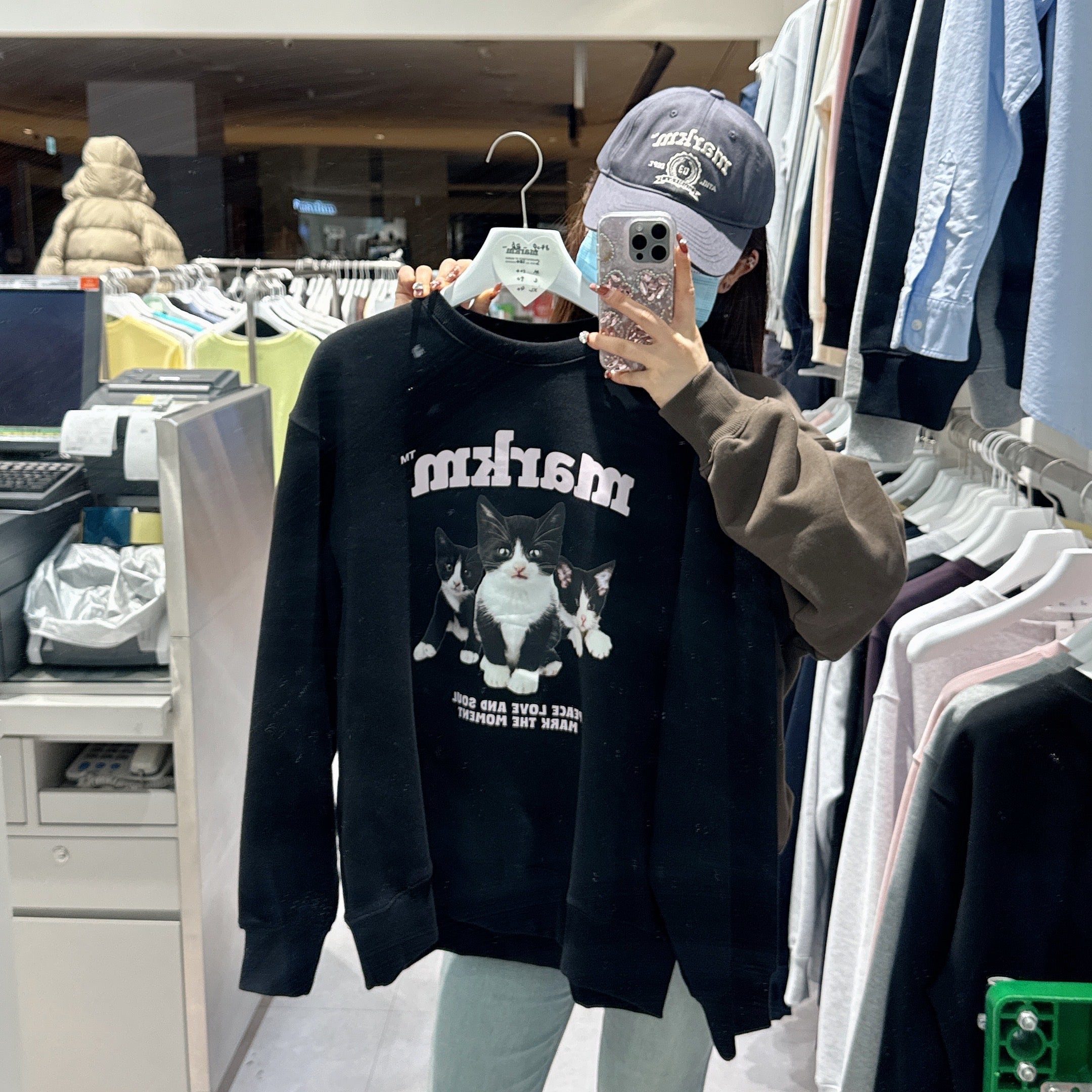 韓國 Markm MARKM KITTEN CREWNECK SWEATSHIRT【MA106】