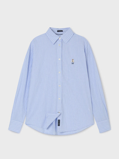 韓國 WhoAU Steve Loose Fit Striped Shirts【WA300】