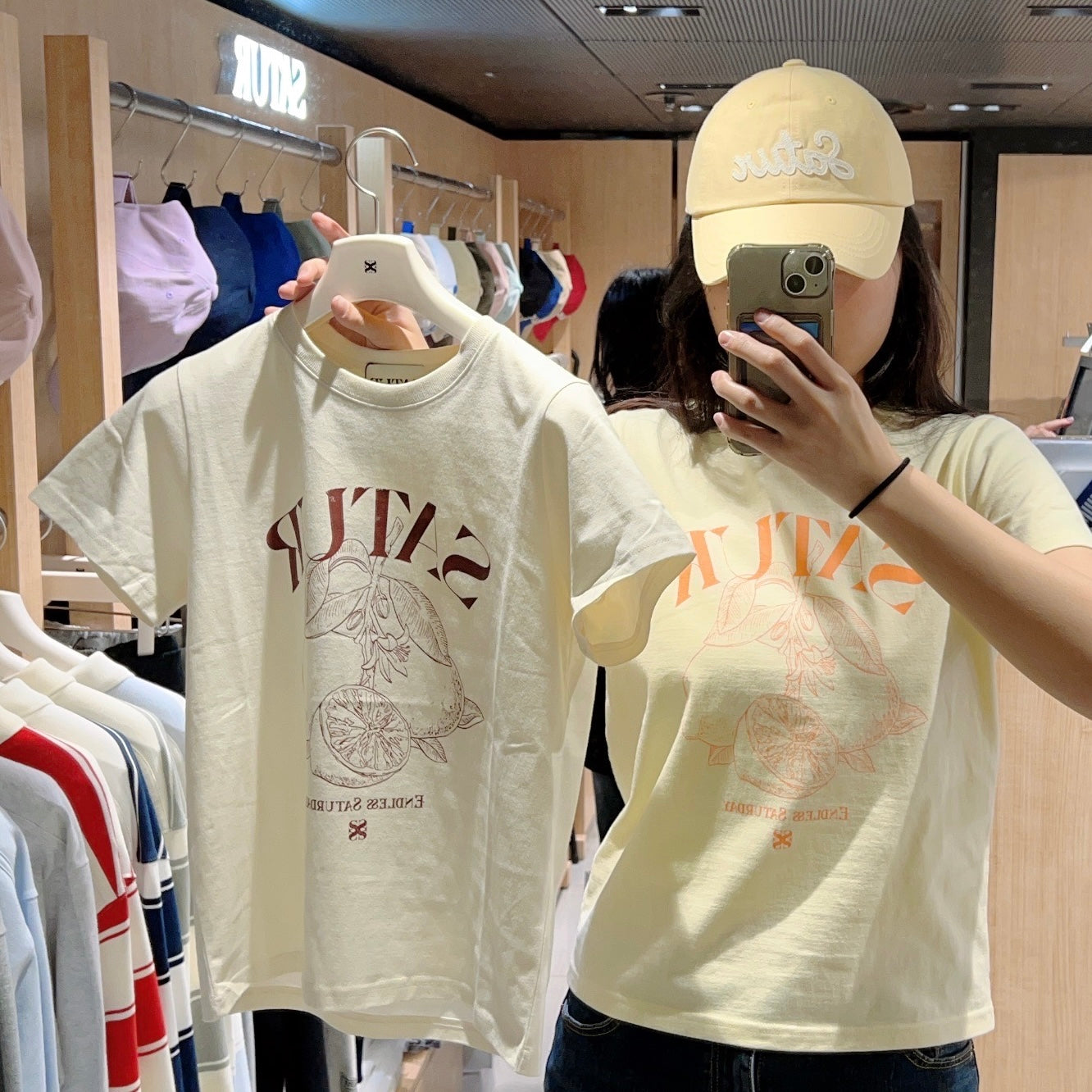 韓國 Satur Capri Citron Drawing Summer Graphic T-Shirt【SR098】