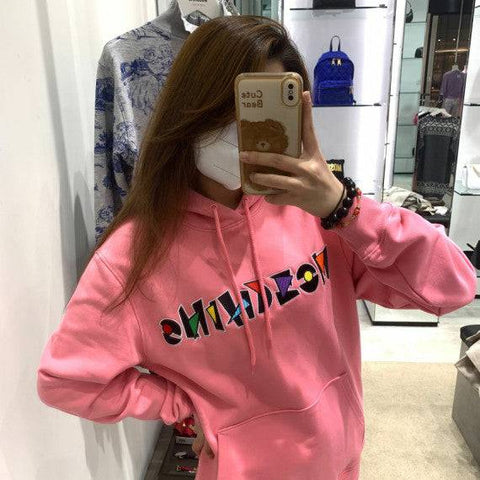 Moschino 彩色形狀拼字有帽衛衣 (粉紅色) - STT Mall HK 靚太網購