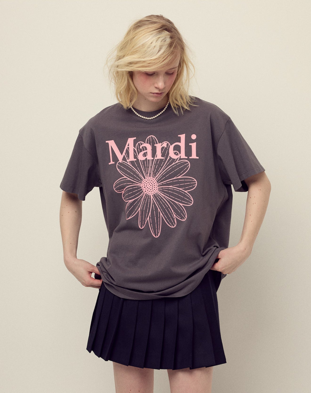 韓國 Mardi Mercredi UNISEX TSHIRT FLOWERMARDI【MM075】