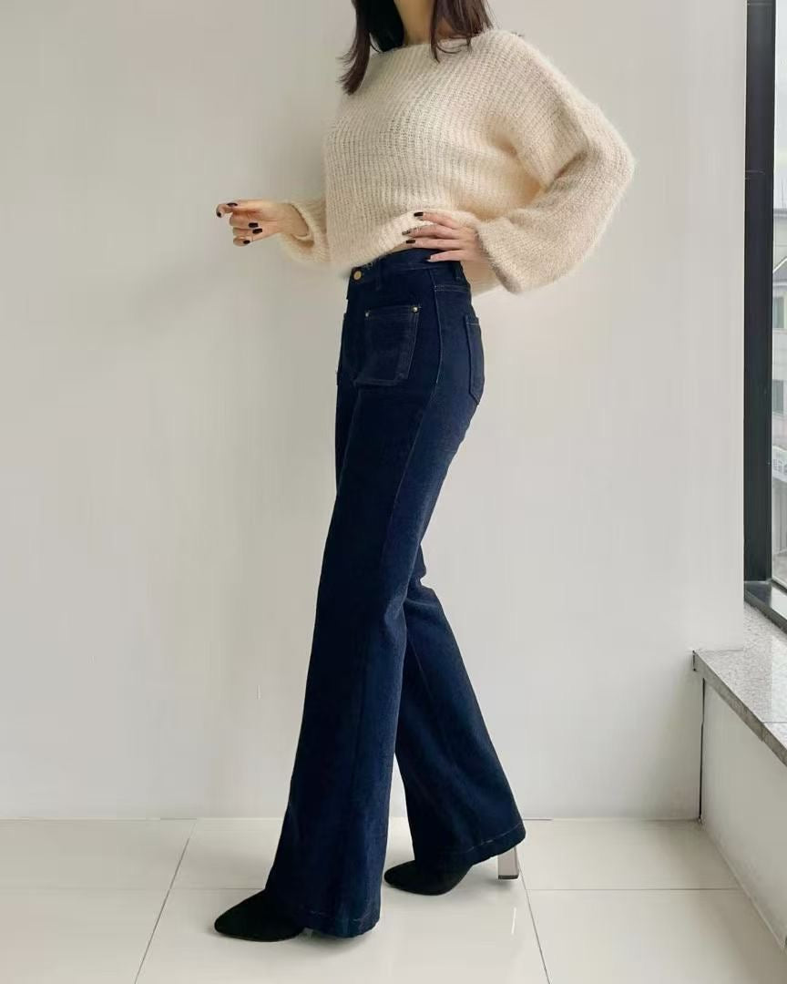 韓國 HowLuk 牛仔褲 刷薄毛 (冬季款)【H2555】