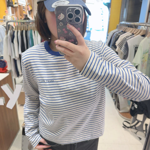 韓國 Wacky Willy Women's Striped Long Sleeve T-Shirt【WW214】