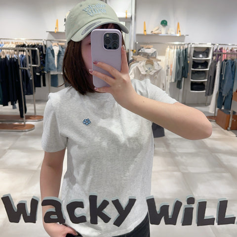 韓國 Wacky Willy Women's Wappen Crop Short Sleeve T-Shirt【WW147】