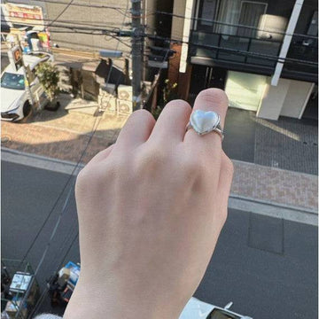 【現貨】日本全新品13*13mm+愛心馬貝戒指 【SV35】