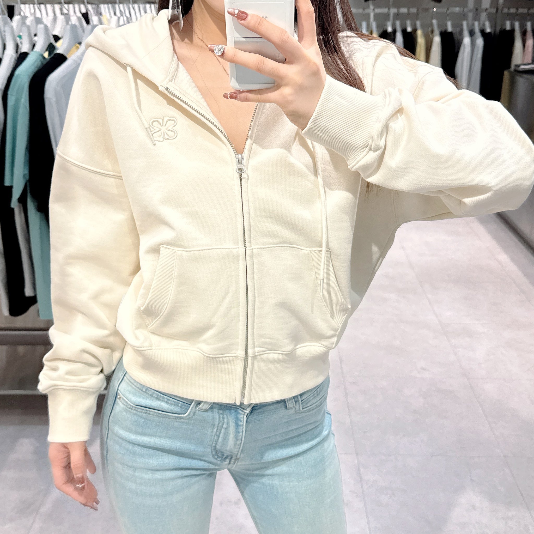 韓國 Markm (W) SYMBOL LOGO CROP HOODIE ZIP-UP【MA071】