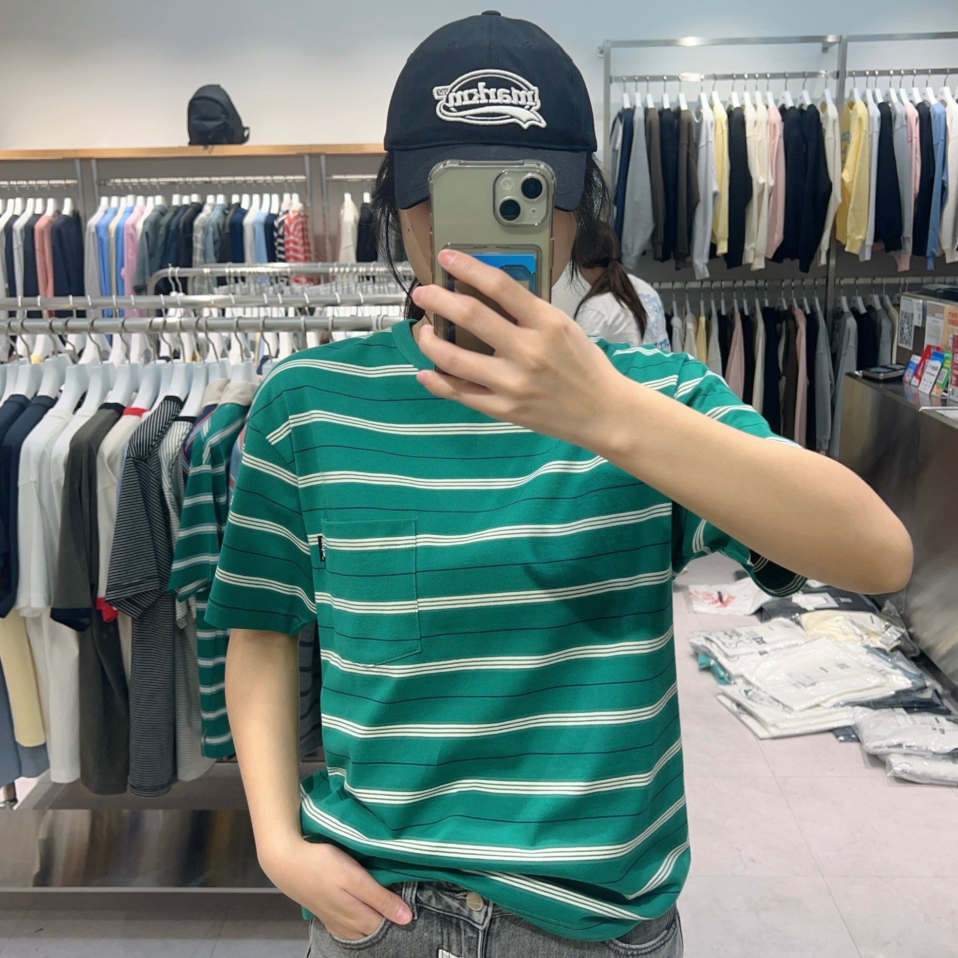 韓國 Markm STRIPE POCKET T-SHIRT【MA138】