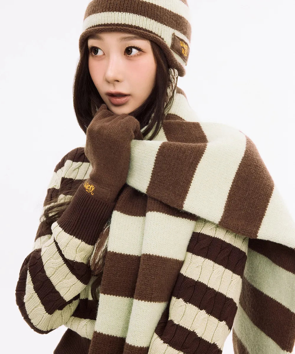 韓國 Wacky Willy Striped knit muffler【WW077】