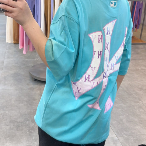 韓國 MLB Unisex Gradient Monogram Overfit Short Sleeve T-shirt LA【MB328】