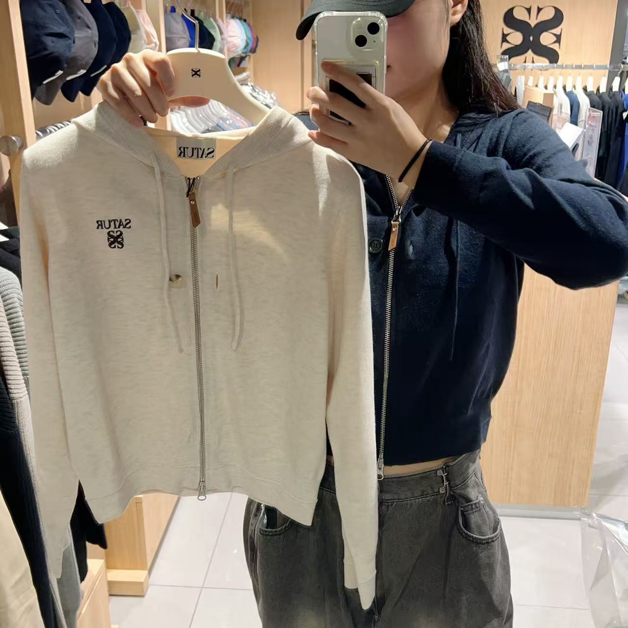 韓國 Satur (W) Classic Knit Hooded Zip-Up【SR138】