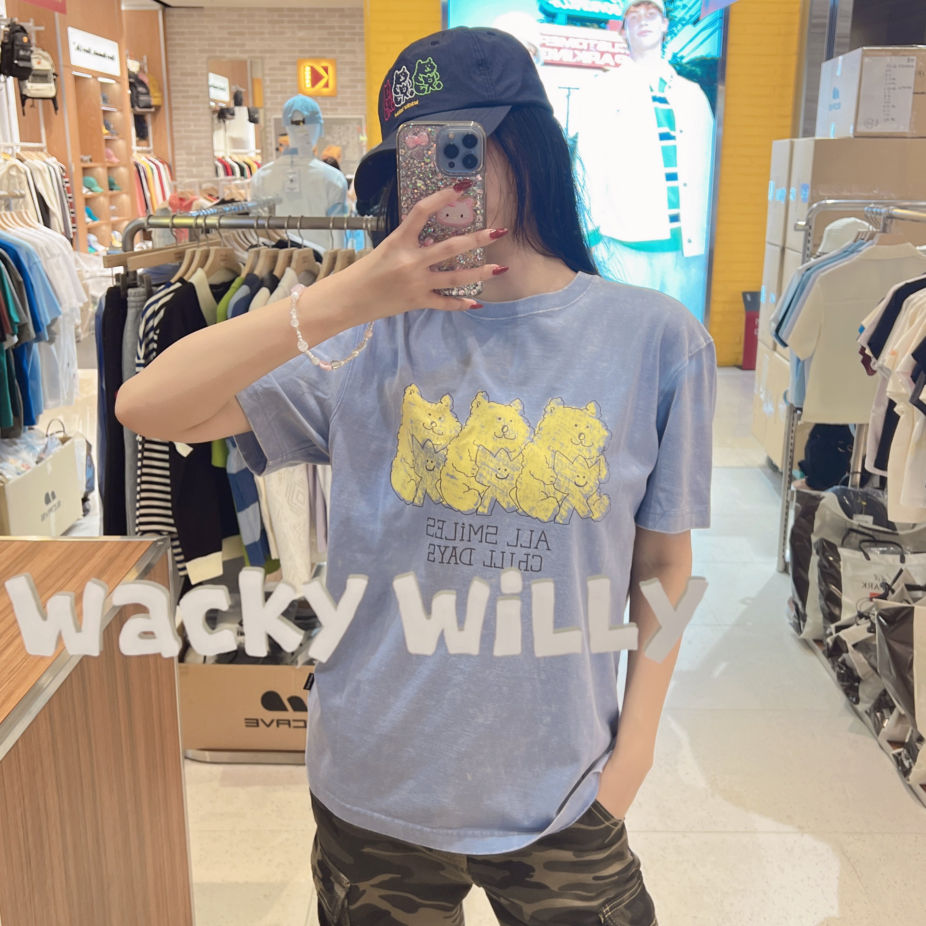 韓國 Wacky Willy Kiki and Bear Print Dyed Short Sleeve T-Shirt【WW232】