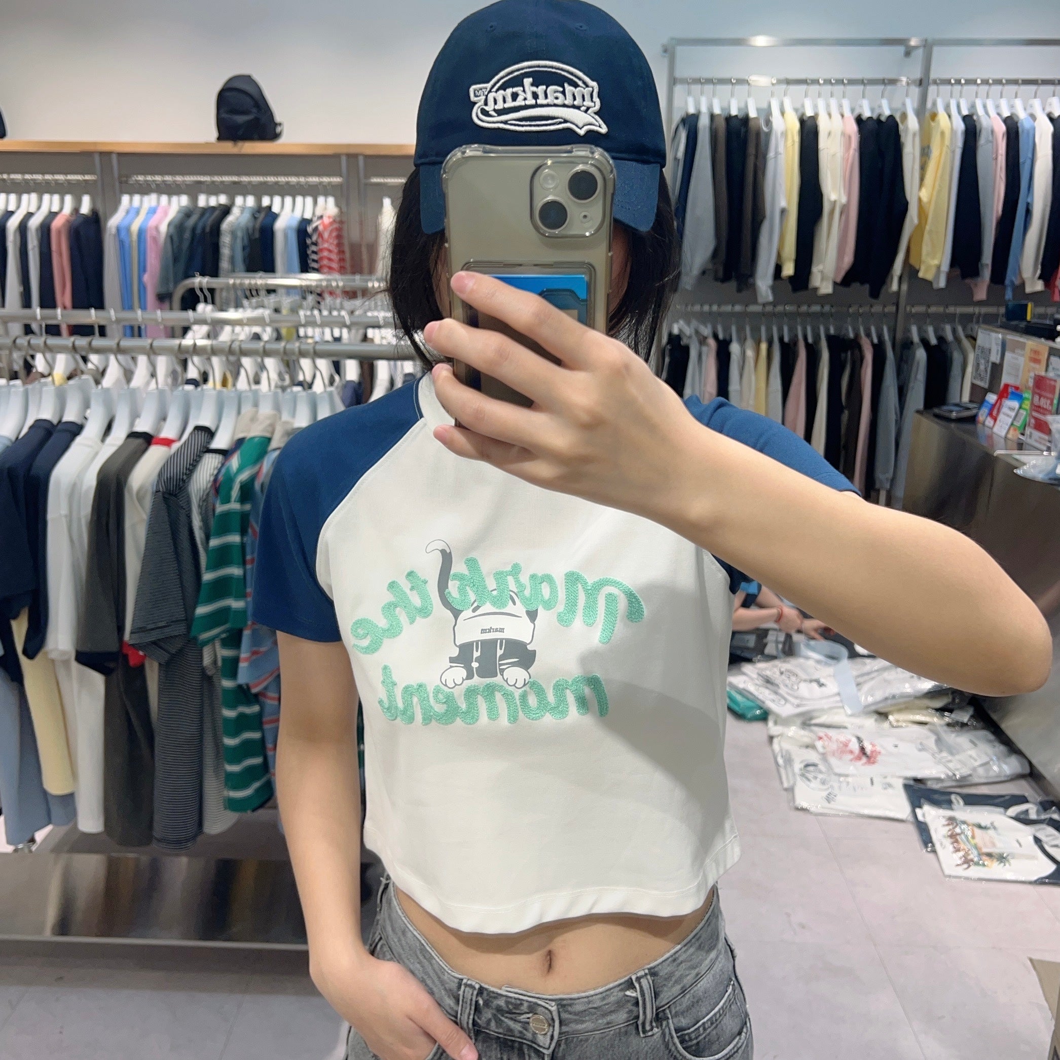 韓國 Markm (W) RAGLAN MARKO CROP T-SHIRTS【MA139】