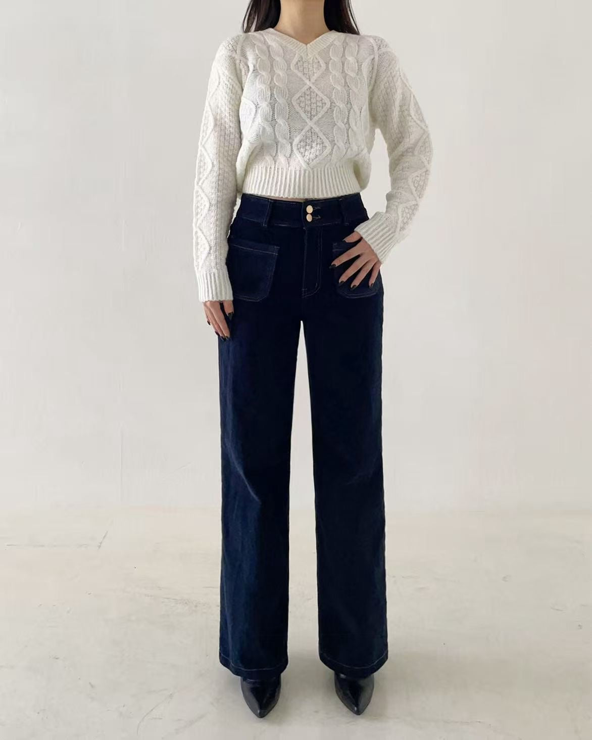 韓國 HowLuk 牛仔褲 刷薄毛 (冬季款)【H2566】