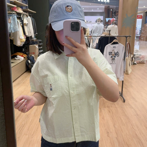 韓國 Who.A.U Steve Seersucker Crop Shirts【WA101】 - Image
