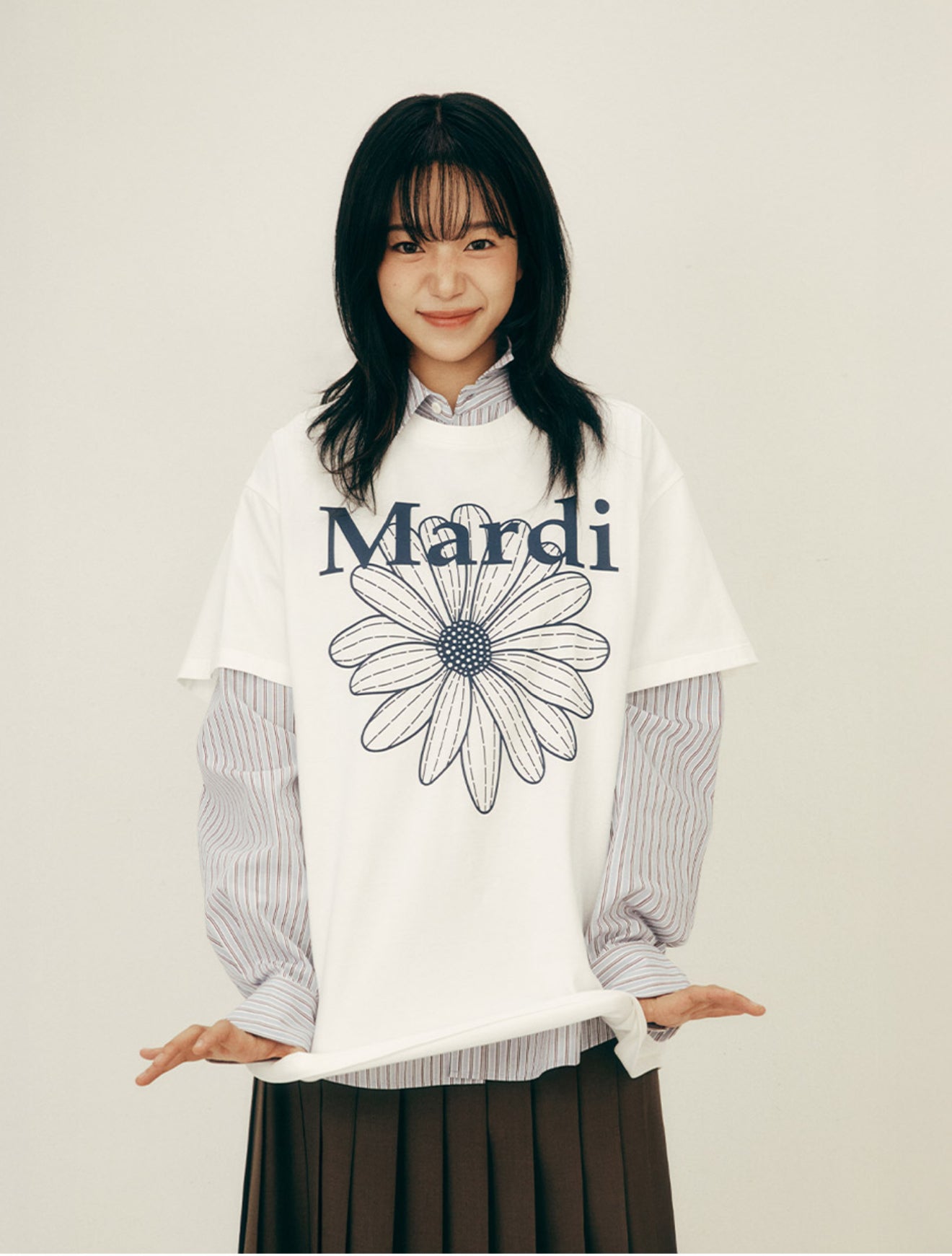 韓國 Mardi Mercredi UNISEX TSHIRT FLOWERMARDI【MM075】
