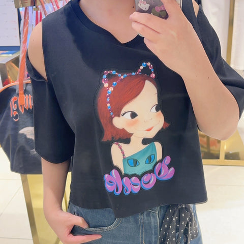 韓國 陸心媛 Twinkle Beads Slit T-shirt【YS033】