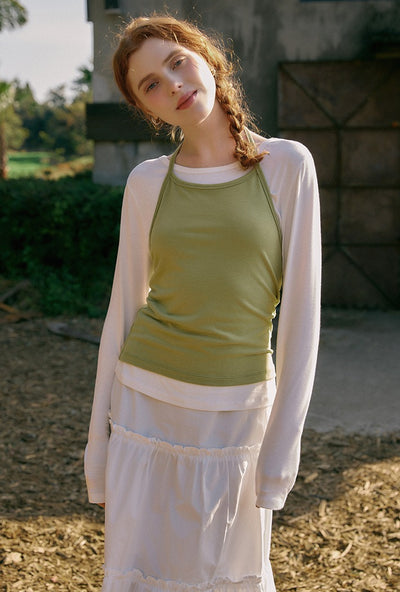 韓國 SPAO Halter Neck Layered Long Sleeve T-Shirt【SP343】