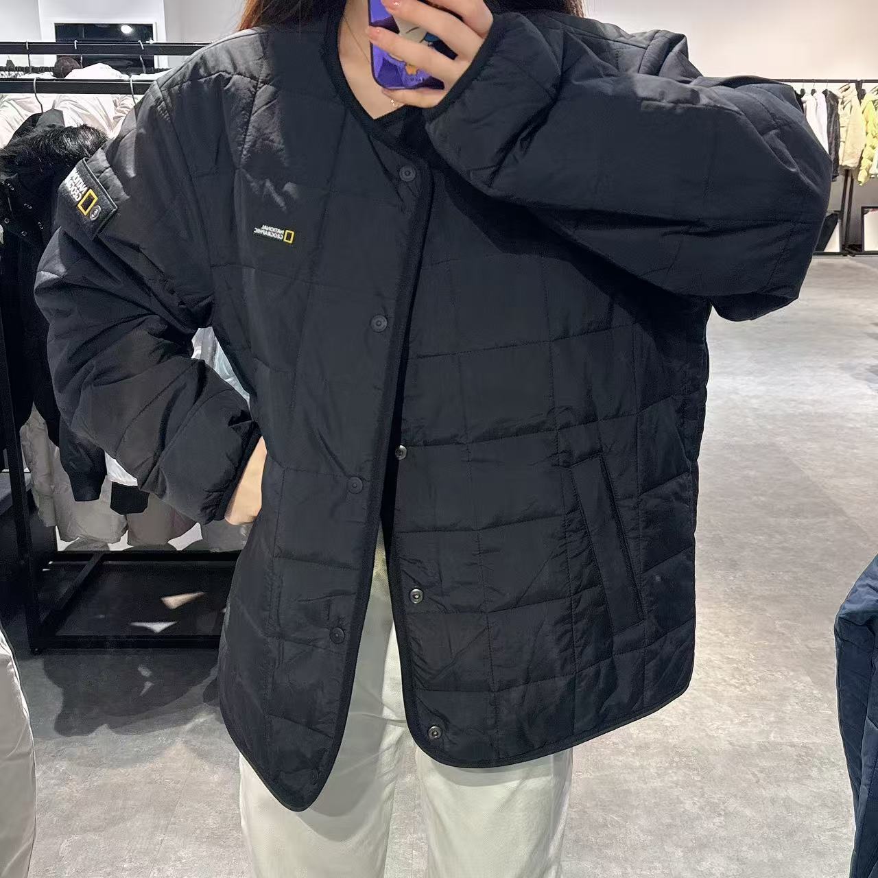 韓國 National Geographic Osukuni Quilted Reversible U-Neck Jacket【NG099】