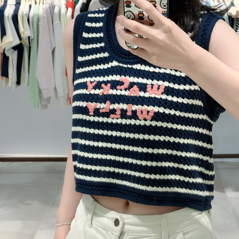 韓國 Wacky Willy Women's Short Striped Vest【WW166】
