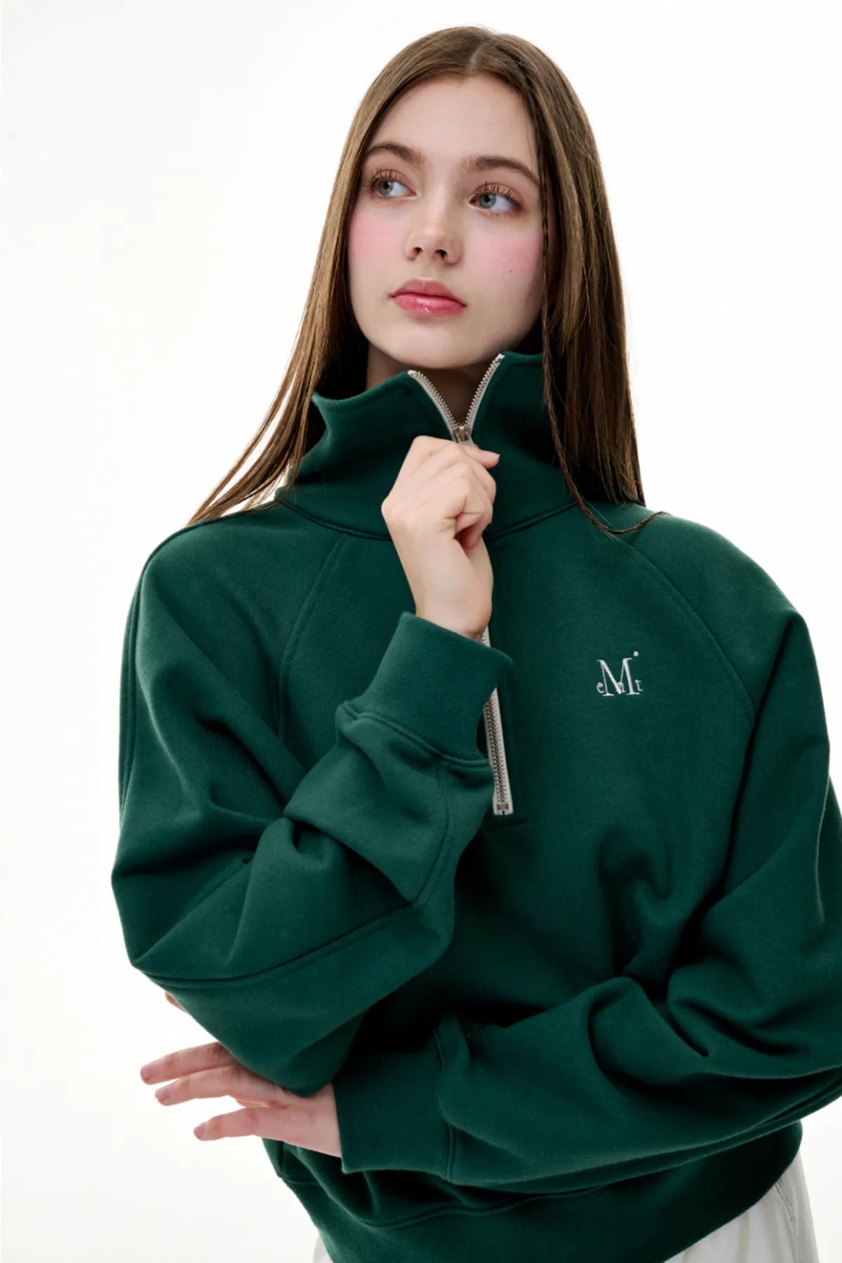 韓國 Mucent Womens Signature Half Zip-up Neck Mtm【MU167】
