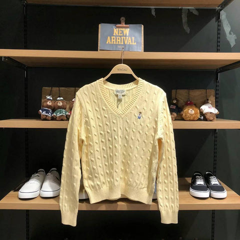 韓國 Who.A.U Steve V-neck Cable Sweater【WA058】 - STT Mall HK 靚太網購