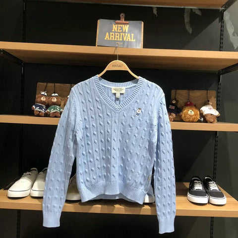 韓國 Who.A.U Steve V-neck Cable Sweater【WA058】 - STT Mall HK 靚太網購