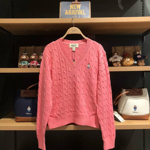 韓國 Who.A.U Steve V-neck Cable Sweater【WA058】 - STT Mall HK 靚太網購