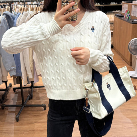 韓國 Who.A.U Steve V-neck Cable Sweater【WA058】 - STT Mall HK 靚太網購