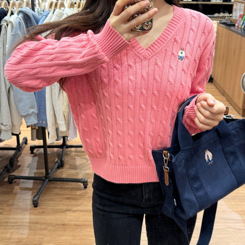 韓國 Who.A.U Steve V-neck Cable Sweater【WA058】 - STT Mall HK 靚太網購