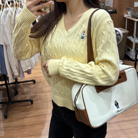 韓國 Who.A.U Steve V-neck Cable Sweater【WA058】 - STT Mall HK 靚太網購
