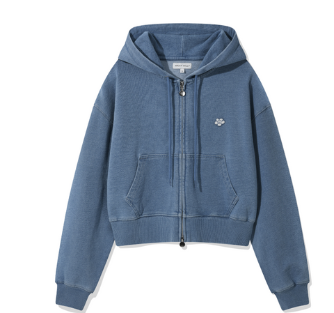 韓國 Wacky Willy Women's Washed Crop Hooded Zip-Up 【WW081】 - STT Mall HK 靚太網購