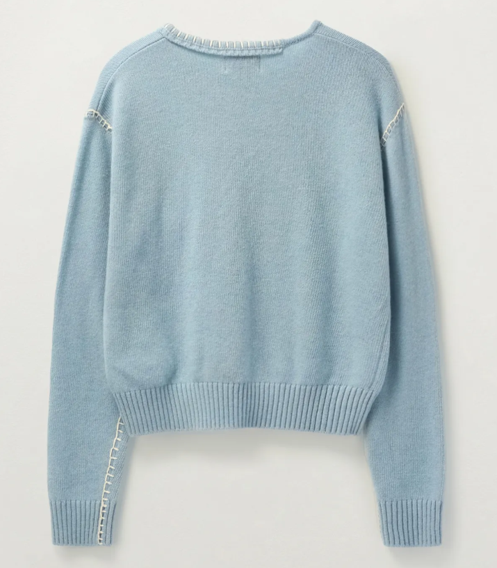 韓國 Satur (W) Contrast Stitch Semi Crop Knit【SR032】