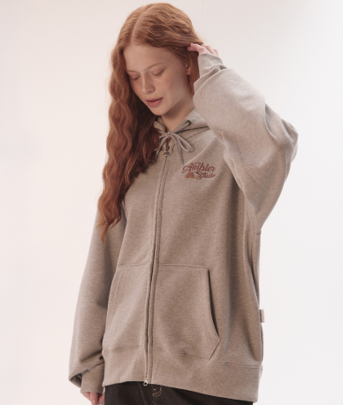 韓國 Ambler Cotton UP Embroidery Hood Zip Jacket 【AR093】