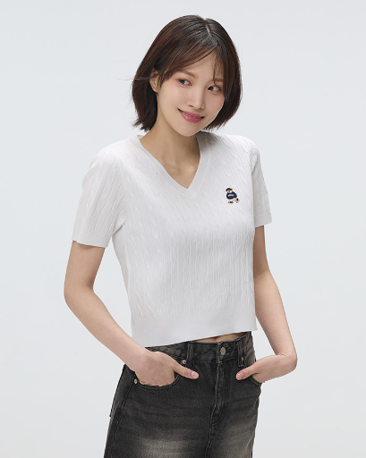 韓國 SPAO V-neck short-sleeved knit【SP090】