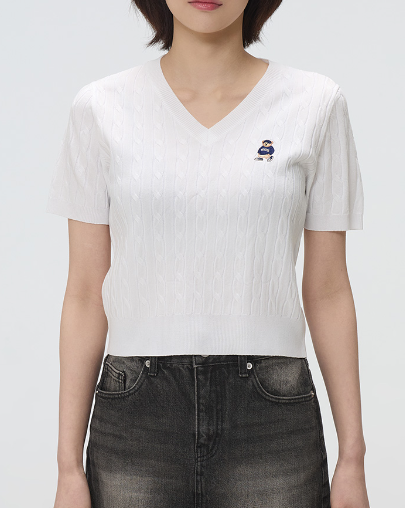 韓國 SPAO V-neck short-sleeved knit【SP090】