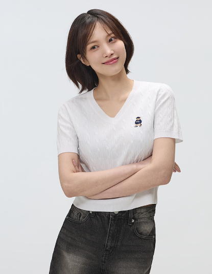 韓國 SPAO V-neck short-sleeved knit【SP090】