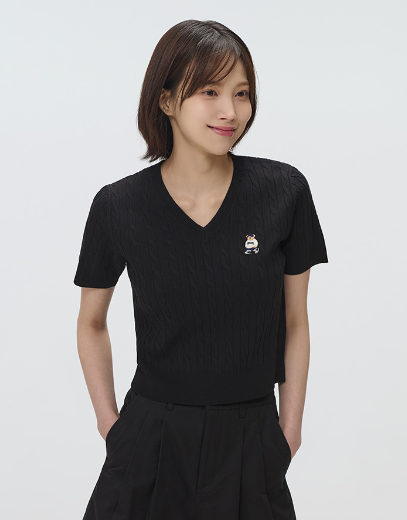 韓國 SPAO V-neck short-sleeved knit【SP090】